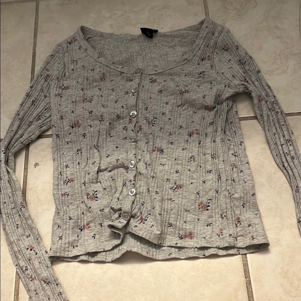 Floral Ribbed Knit Cardigan